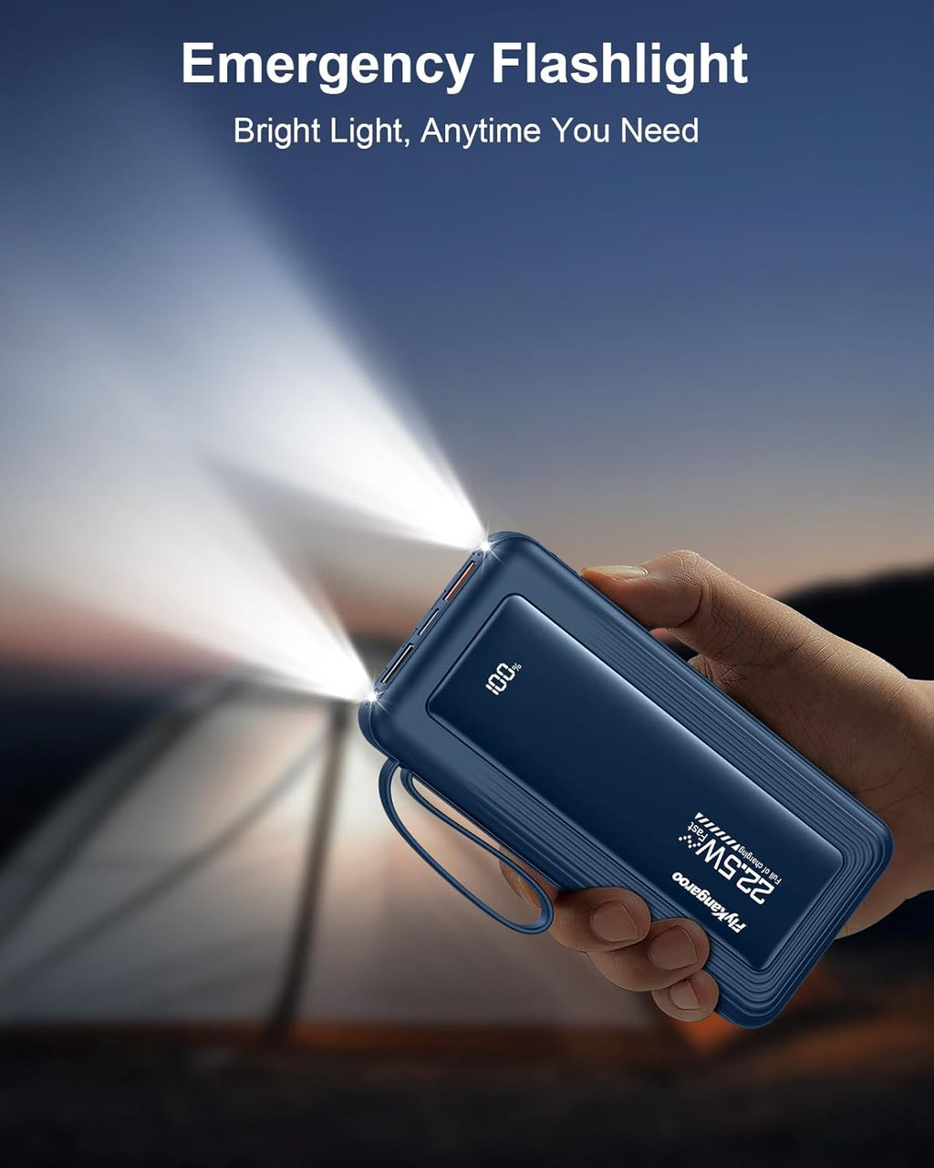 Portable Charger with Built in Cables, Slim 10000Mah Fast Charging 22.5W Power Bank USB C LED Display Battery Pack 6 Outputs & 2 Inputs for Iphone Samsung Pixel LG Moto Ipad