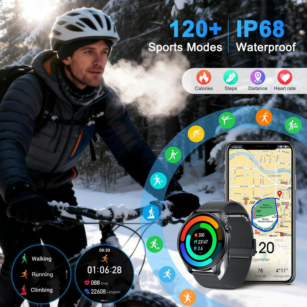 Smart Watch for Men Women Fitness: Make Answer Call Waterproof Digital Mens Watches Running Pedometer Smartwatch Android Phone Iphone Samsung Compatible Sleep Spo2 Heart Rate Monitor Step Tracker