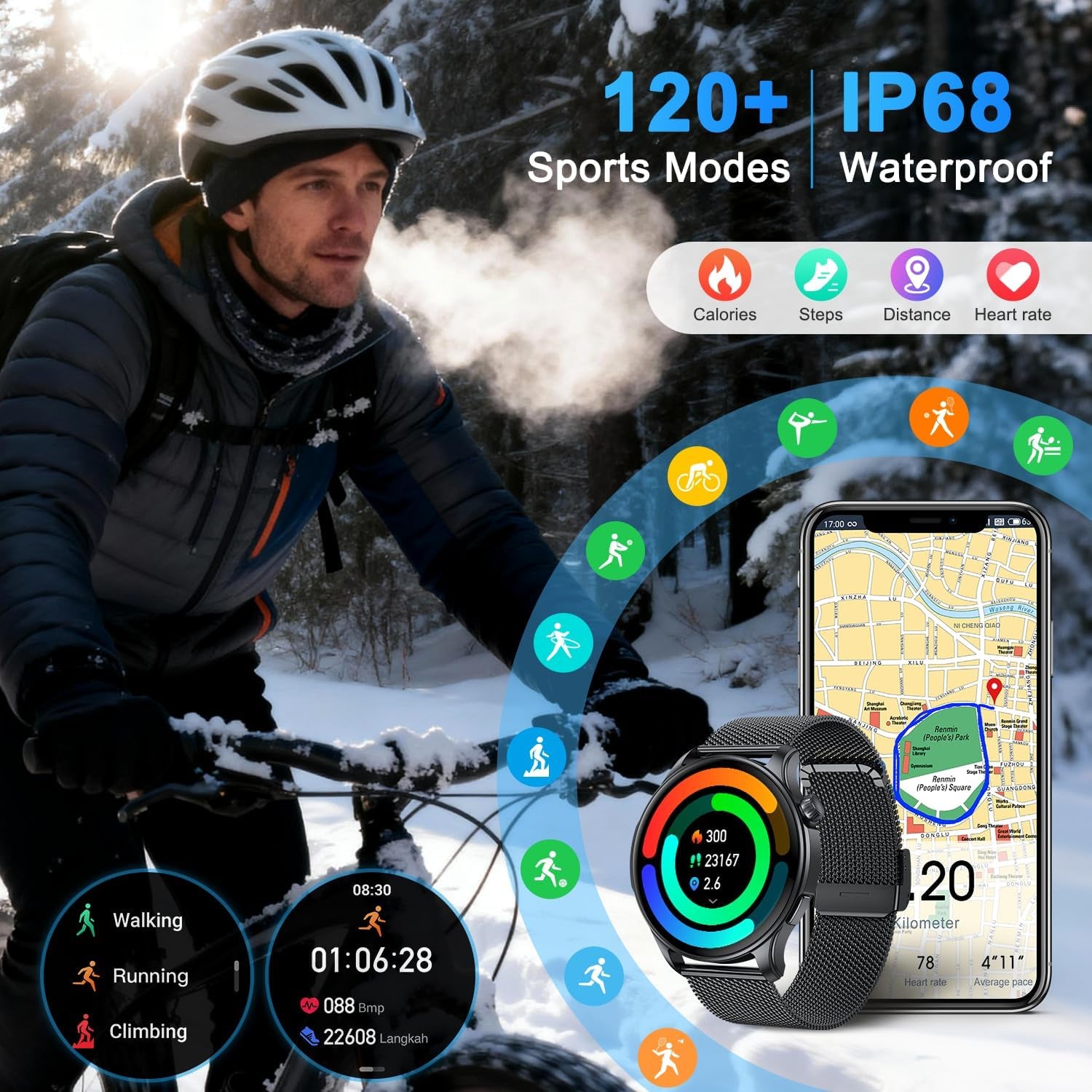 Smart Watch for Men Women Fitness: Make Answer Call Waterproof Digital Mens Watches Running Pedometer Smartwatch Android Phone Iphone Samsung Compatible Sleep Spo2 Heart Rate Monitor Step Tracker