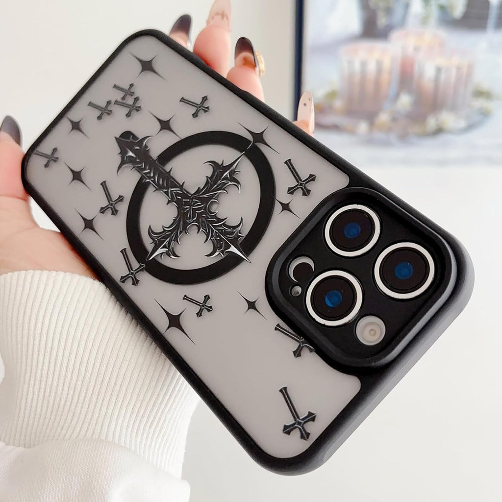 Magnetic Case Designed for Iphone 12 Pro, Cross Jesus Christian Design, Soft TPU Slim Shockproof Cover for Girls Women and Men - Black