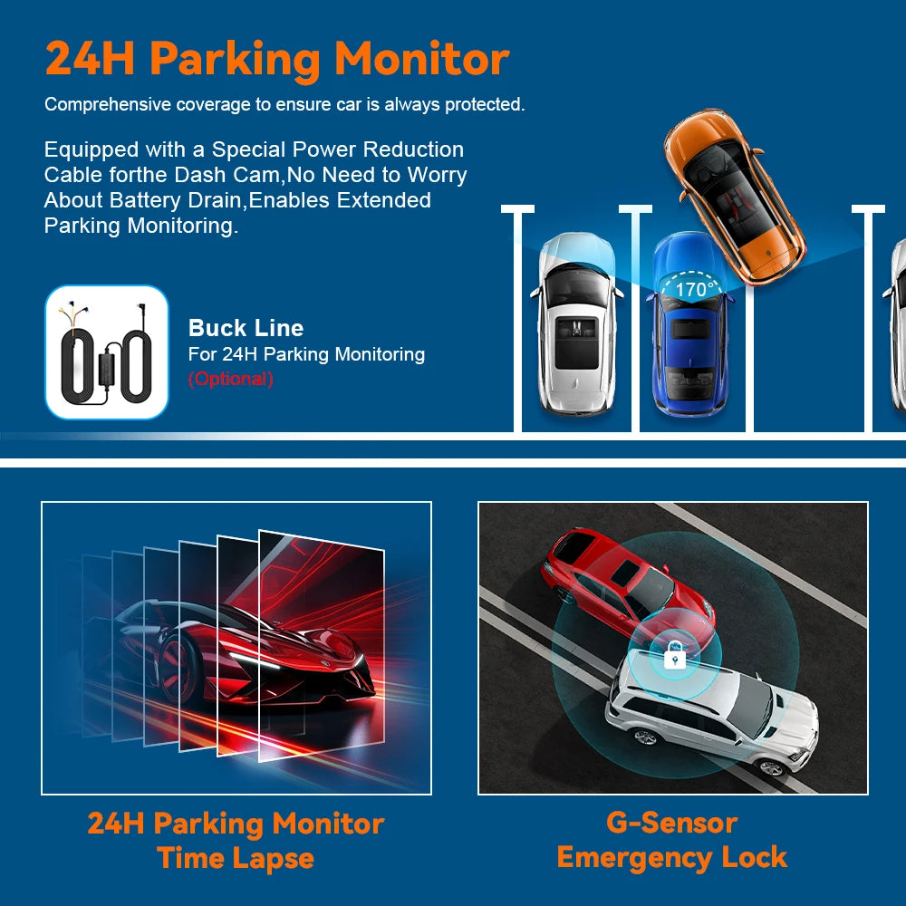 4K Dashcam Car Dvr Dual 4K Dash Cam Support 4K Rear Camera WIFI GPS Night Vision 24H Parking Monitoring Black Box