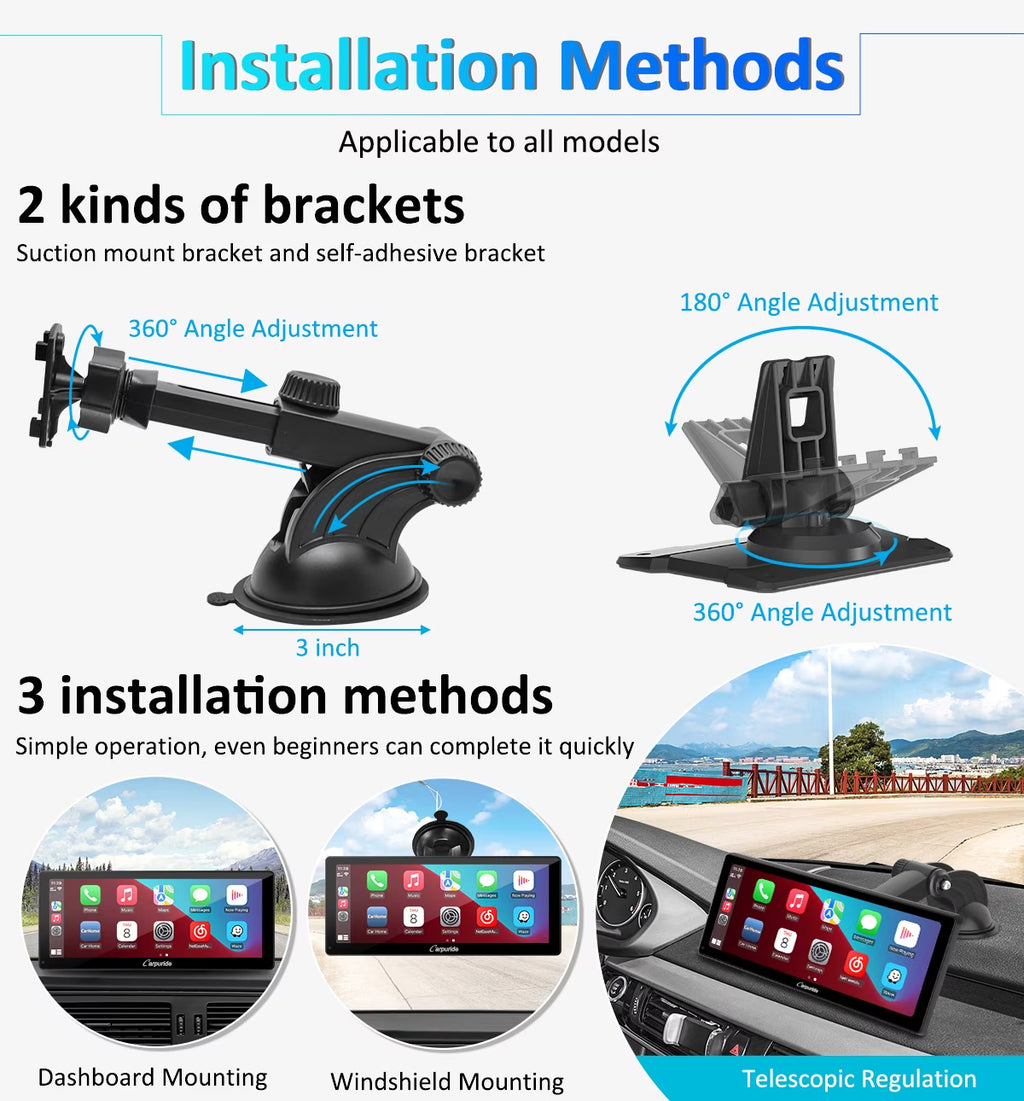 Wireless BT Trans for Carplay &A- Auto Portable Car Stereo, 11.3" Smart Display W103Pro