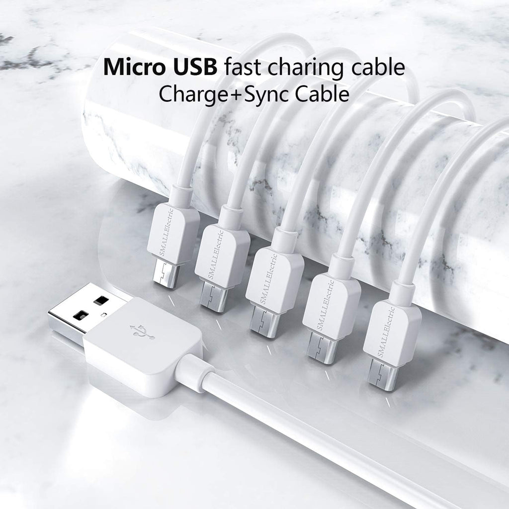 Micro USB Cable (5-Pack, 6FT) Android Charger, Long Android Phone Charger Cord for Samsung Galaxy S7 S6 Edge J7 S5,Note 5 4,LG 4 K40 K20,Mp3,Kindle,Tablet,White