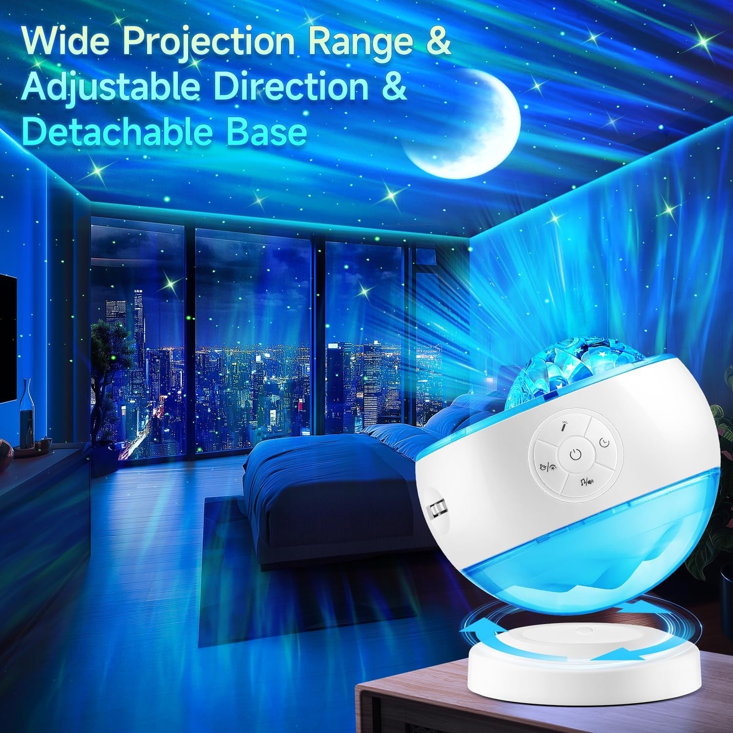 Iceberg Northern Lights Projector, White Galaxy Projector with Bluetooth Speaker & 15 White Noise, Aurora Light with Detachable Base, 300+ Light Modes, Ideal Gift & Bedroom Decor Gifts for Teen Girls