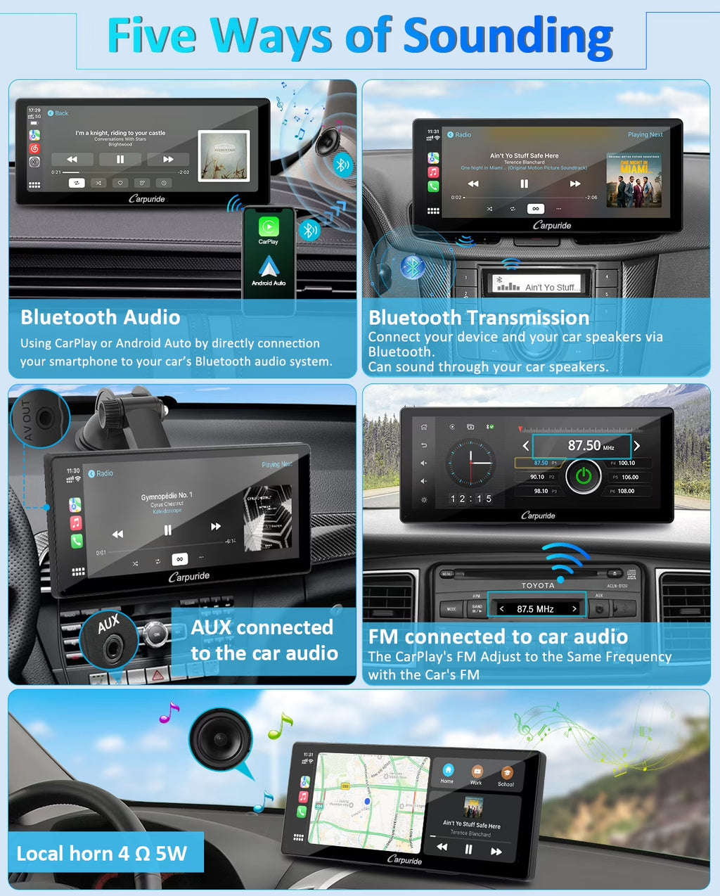 Wireless BT Trans for Carplay &A- Auto Portable Car Stereo, 11.3" Smart Display W103Pro