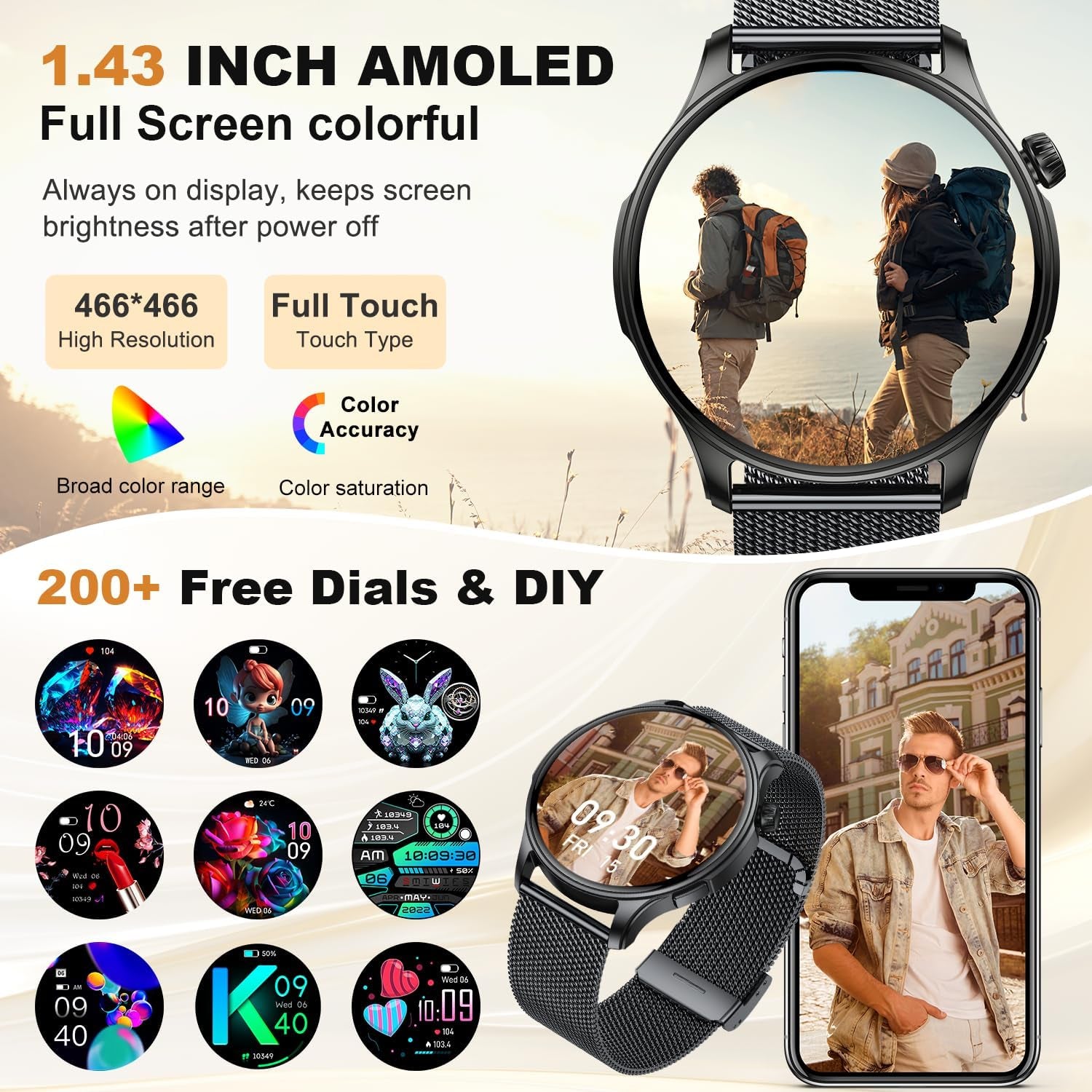 Smart Watch for Men Women Fitness: Make Answer Call Waterproof Digital Mens Watches Running Pedometer Smartwatch Android Phone Iphone Samsung Compatible Sleep Spo2 Heart Rate Monitor Step Tracker