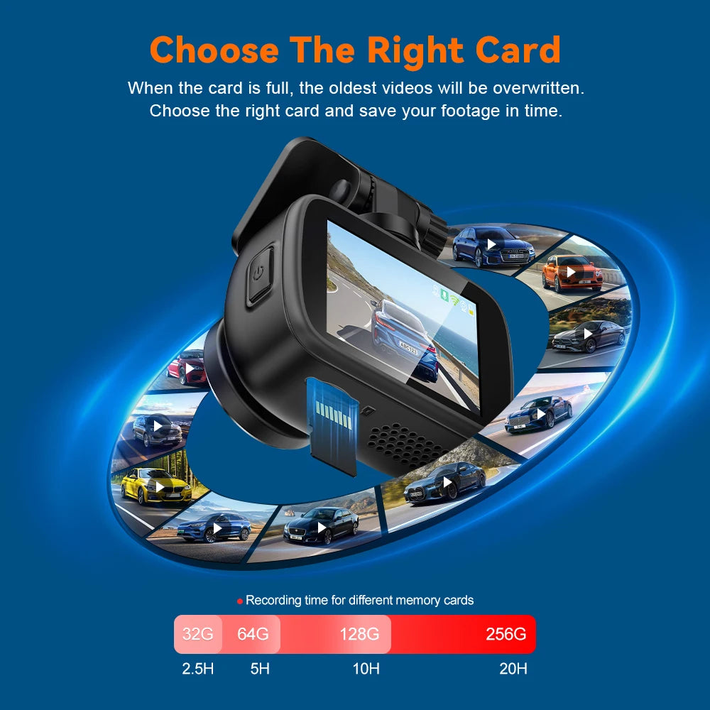 4K Dashcam Car Dvr Dual 4K Dash Cam Support 4K Rear Camera WIFI GPS Night Vision 24H Parking Monitoring Black Box