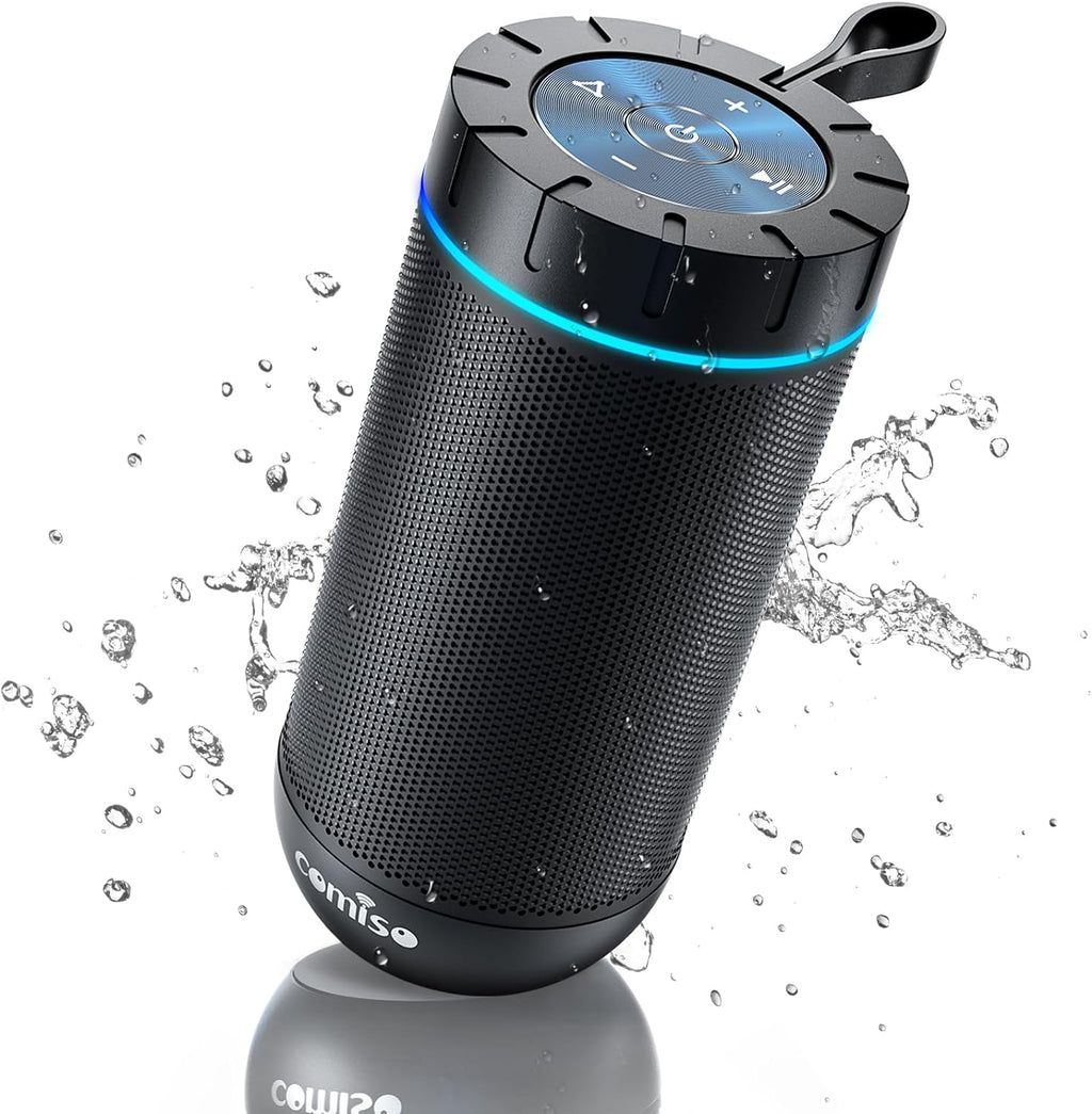 Bluetooth Speaker, IP65 Waterproof Portable Speaker with 360° HD Stereo Sound, Punchy Bass, TWS Pairing, 24H Playtime, Wireless Speakers for Home/Outdoor/Camping/Beach, Gifts for Unisex