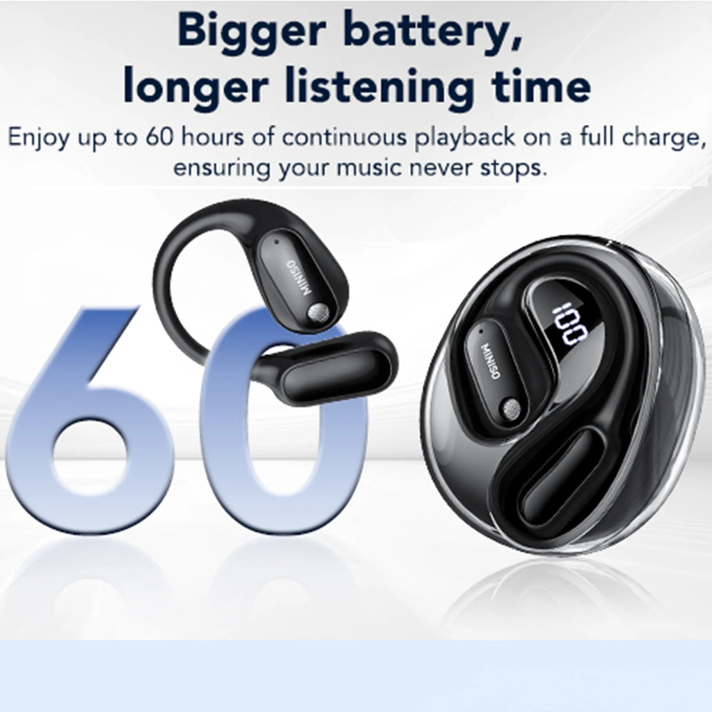 MS190 Wireless Earbuds Open Ear Headphones Sports, Bluetooth Earbuds 6.0, 48H Support 135 AI Languages Translator Earbuds IPX6 Waterproof,Black