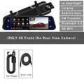 10 Inch 4K 2160P Car DVR Carplay Android Auto 5G WIFI GPS Dash Cam BT FM Dashcam Camera Stream Rearview Mirror Drive Recorder