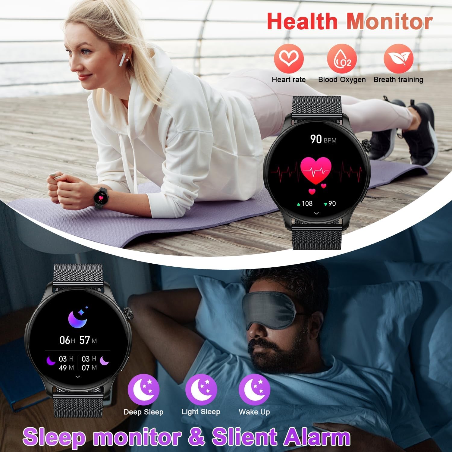 Smart Watch for Men Women Fitness: Make Answer Call Waterproof Digital Mens Watches Running Pedometer Smartwatch Android Phone Iphone Samsung Compatible Sleep Spo2 Heart Rate Monitor Step Tracker