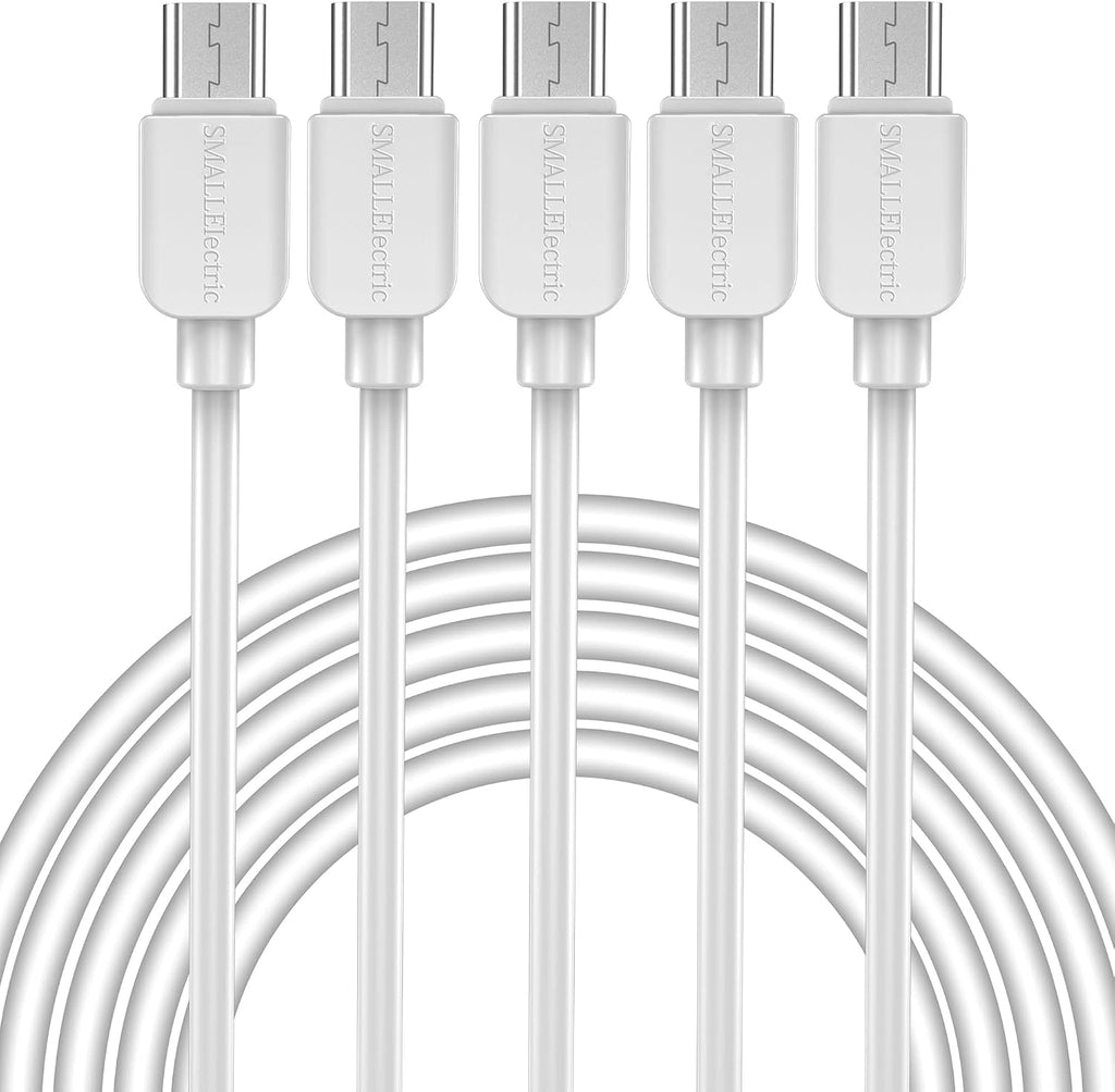 Micro USB Cable (5-Pack, 6FT) Android Charger, Long Android Phone Charger Cord for Samsung Galaxy S7 S6 Edge J7 S5,Note 5 4,LG 4 K40 K20,Mp3,Kindle,Tablet,White