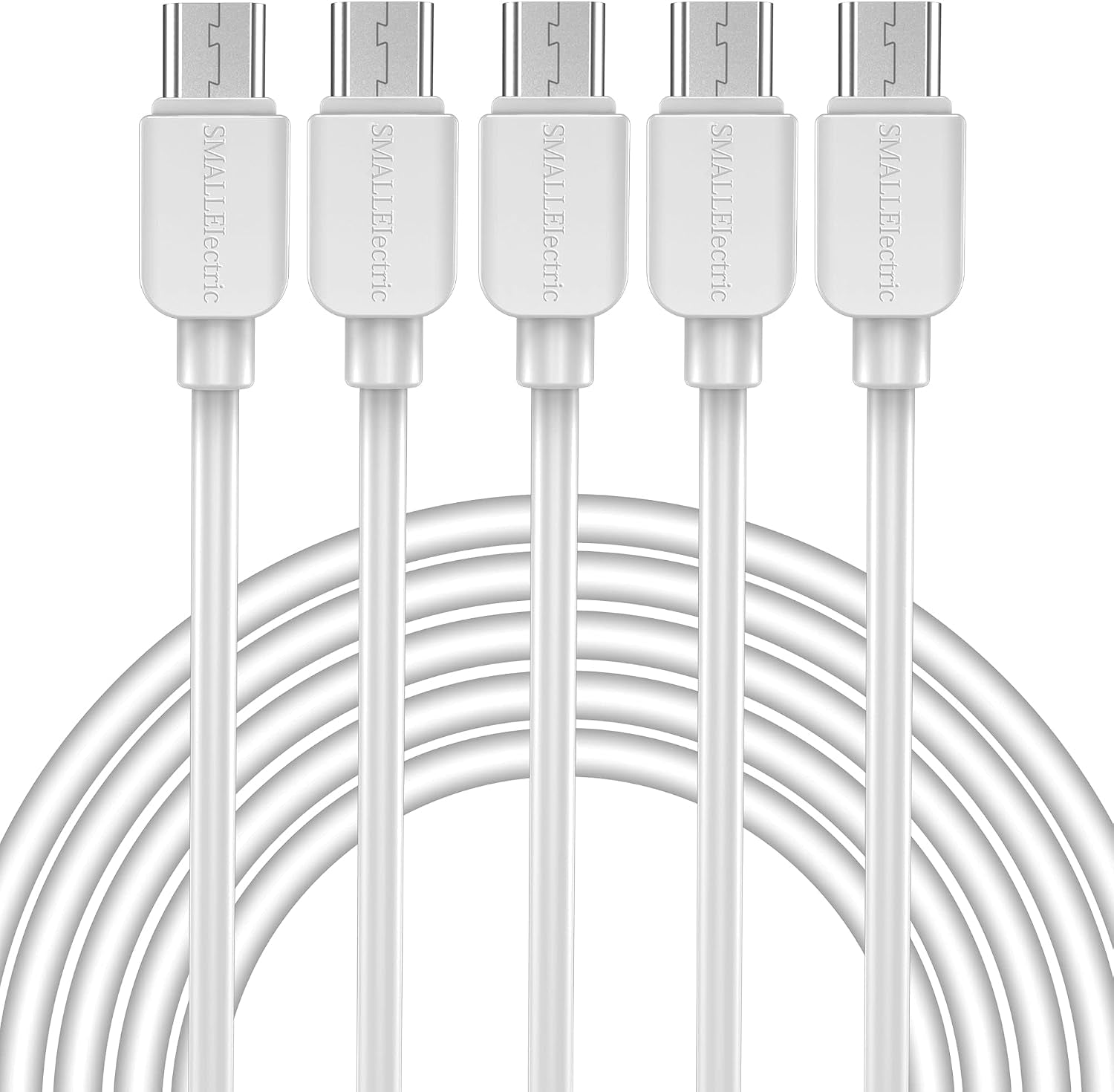Micro USB Cable (5-Pack, 6FT) Android Charger, Long Android Phone Charger Cord for Samsung Galaxy S7 S6 Edge J7 S5,Note 5 4,LG 4 K40 K20,Mp3,Kindle,Tablet,White