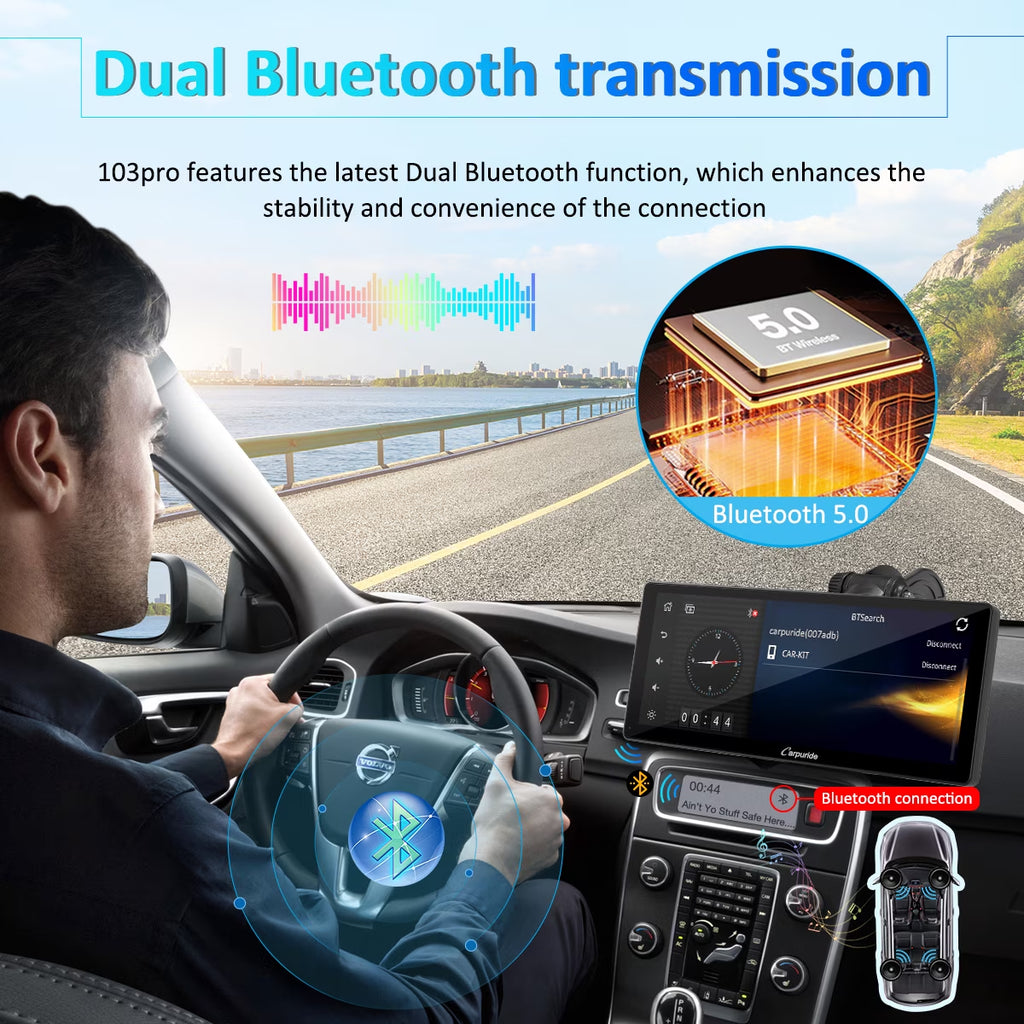 Wireless BT Trans for Carplay &A- Auto Portable Car Stereo, 11.3" Smart Display W103Pro