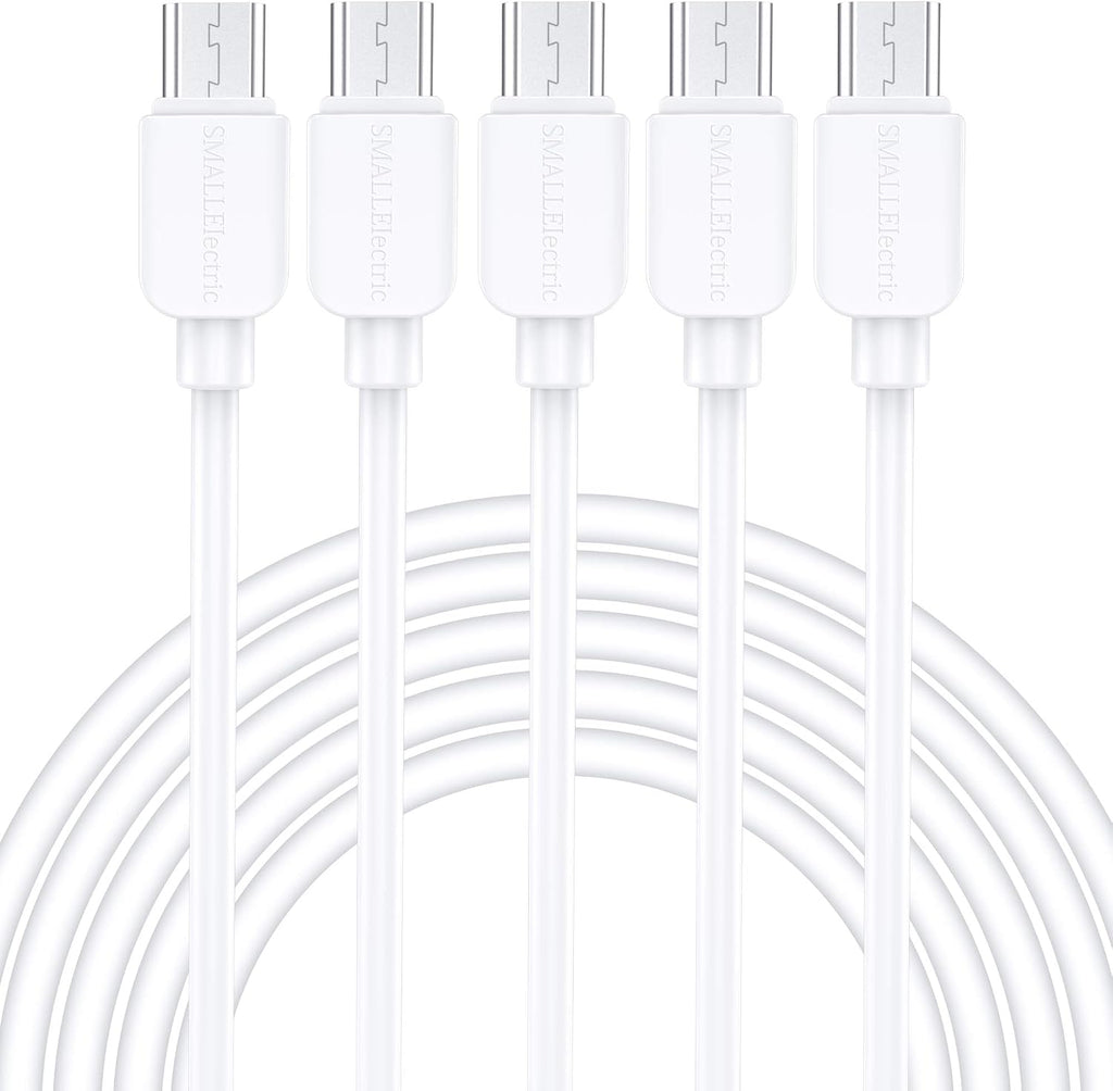 Micro USB Cable (5-Pack, 6FT) Android Charger, Long Android Phone Charger Cord for Samsung Galaxy S7 S6 Edge J7 S5,Note 5 4,LG 4 K40 K20,Mp3,Kindle,Tablet,White