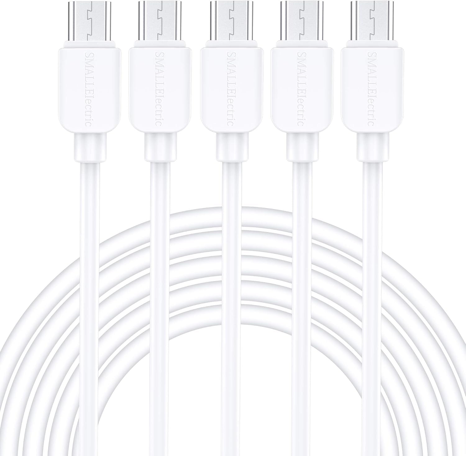Micro USB Cable (5-Pack, 6FT) Android Charger, Long Android Phone Charger Cord for Samsung Galaxy S7 S6 Edge J7 S5,Note 5 4,LG 4 K40 K20,Mp3,Kindle,Tablet,White