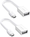 UGREEN USB 2.0 OTG Cable 2 Pack - Micro USB Male to USB Female Adapter for Samsung S7 S6 Edge S4 S3 LG G4 DJI Spark Mavic Remote Controller Android Tablets - White