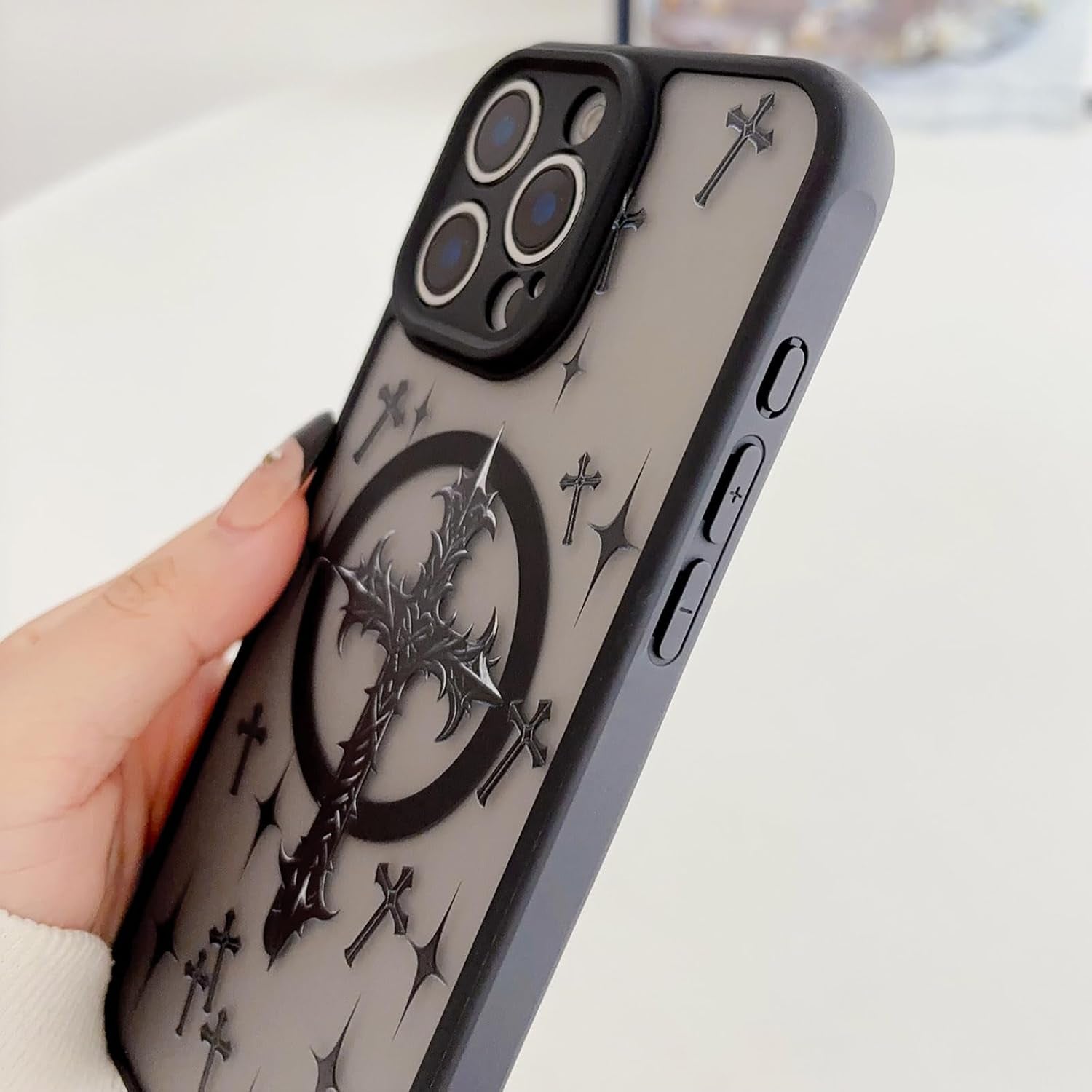 Magnetic Case Designed for Iphone 12 Pro, Cross Jesus Christian Design, Soft TPU Slim Shockproof Cover for Girls Women and Men - Black